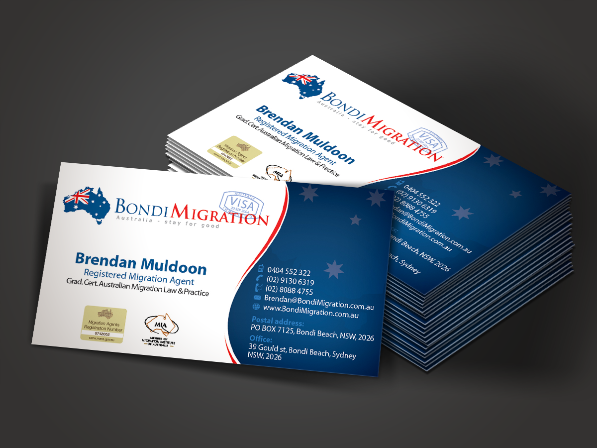 Business Card Design by Mon01 for Bondi Migration | Design #2151750