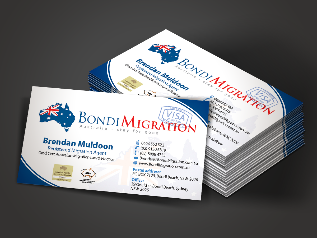 Business Card Design by Mon01 for Bondi Migration | Design #2151984