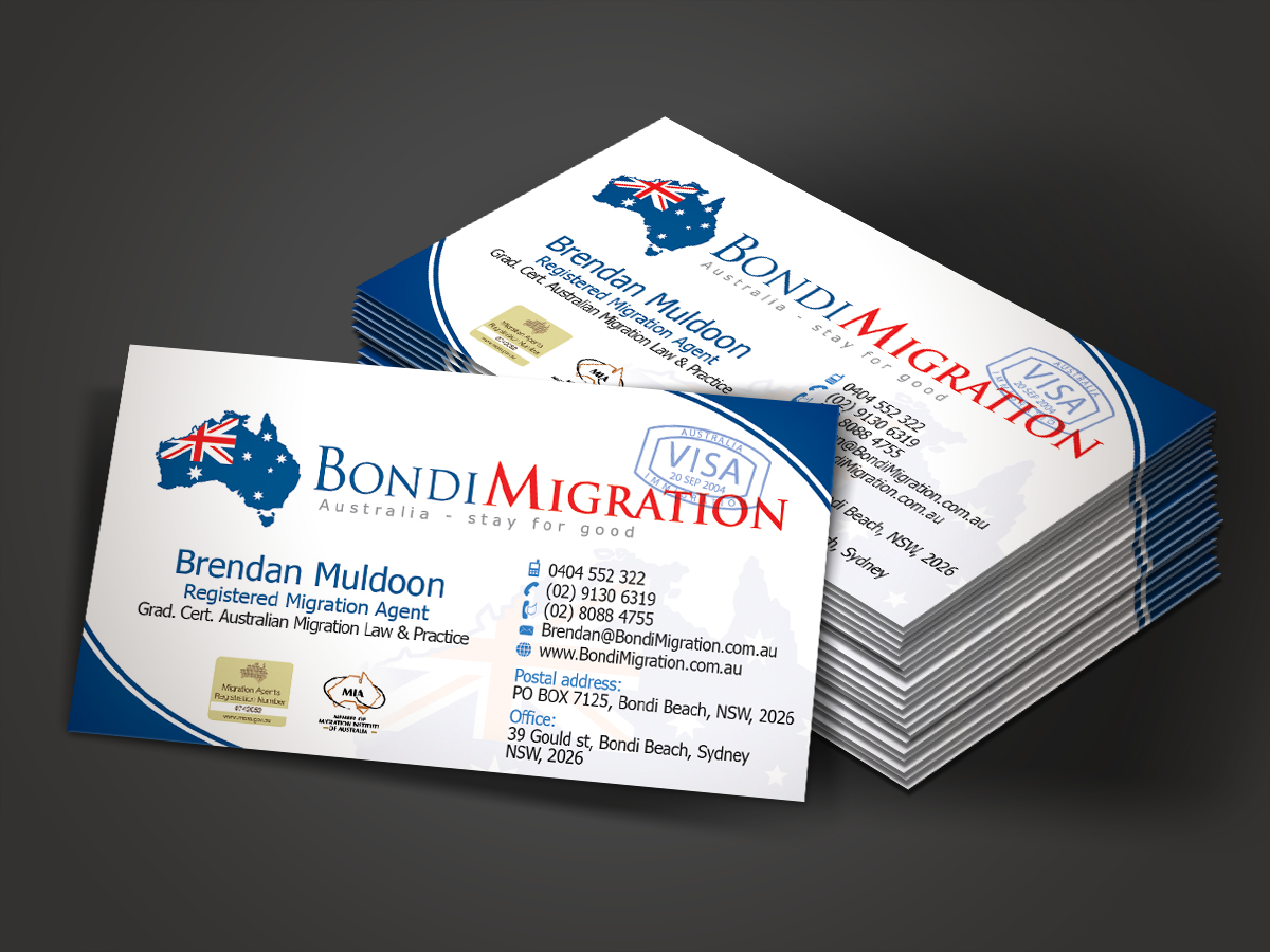 Business Card Design by Mon01 for Bondi Migration | Design #2151995