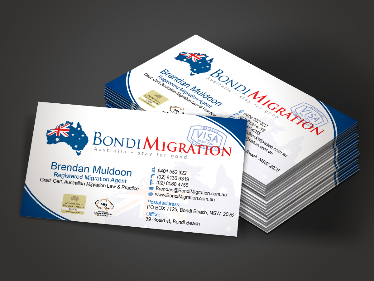 Business Card Design by Mon01 for Bondi Migration | Design #2180709
