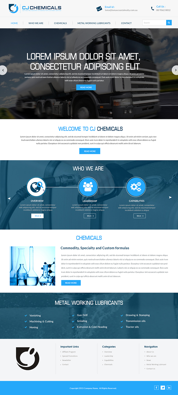 Web Design by Creations Box 2015 for C.J. Chemicals | Design #9860898