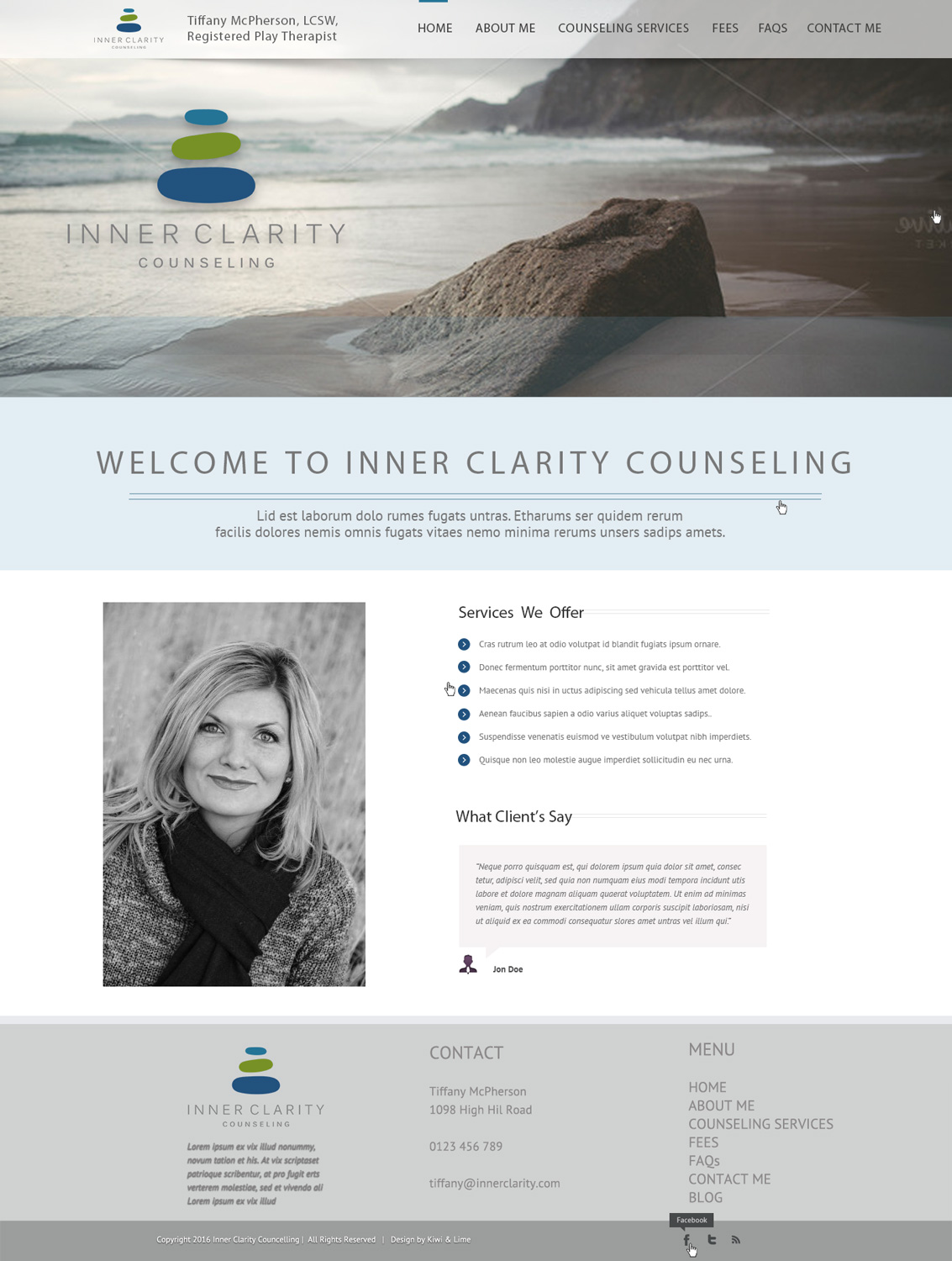 Wordpress Design by Kiwi &amp; Lime Design for Inner Clarity Counseling | Design #9864048
