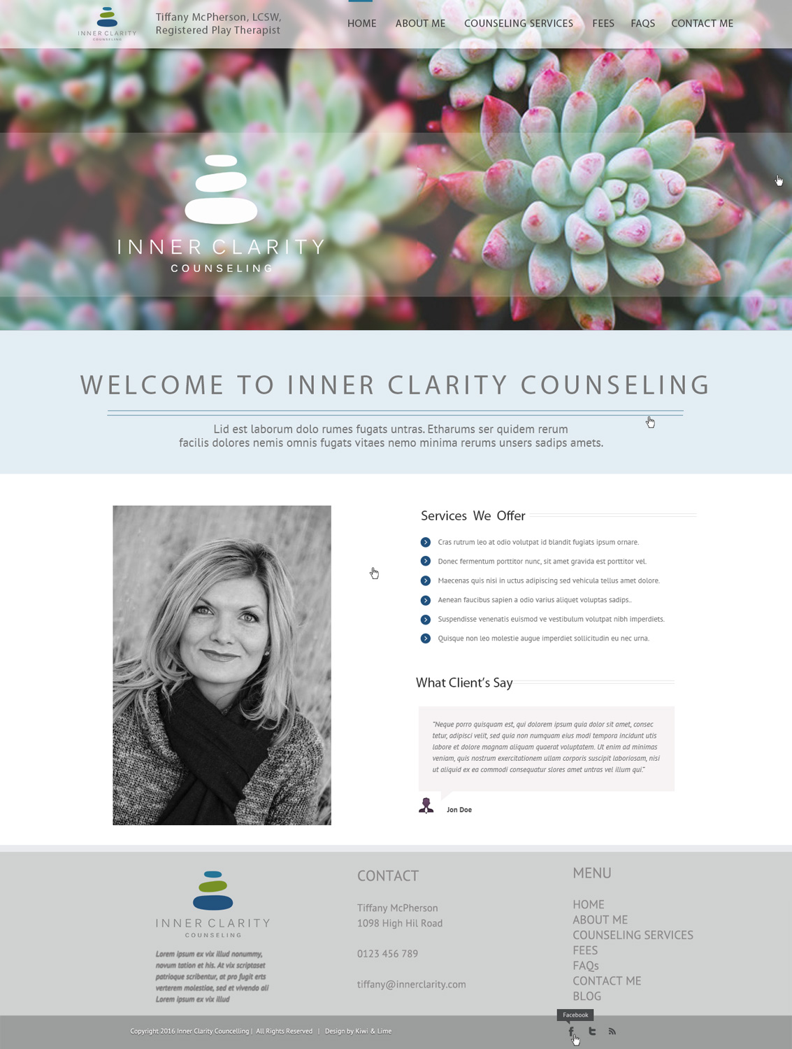 Design Wordpress par Kiwi &amp; Lime Design pour Inner Clarity Counseling | Design #9864913