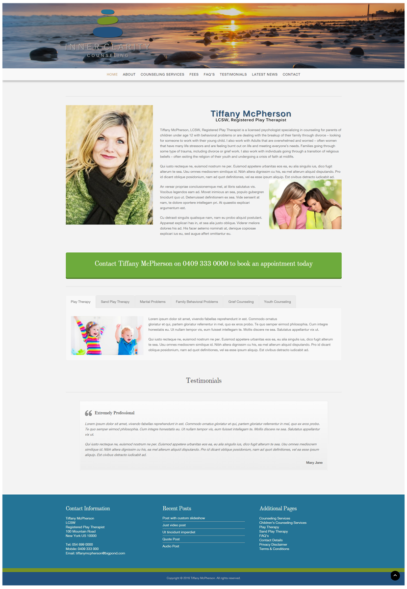 Wordpress Design by Advernet Designs for Inner Clarity Counseling | Design #9900267