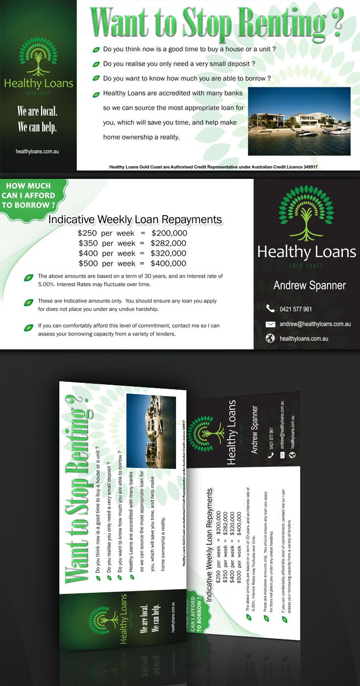 Diseño de Brochure por medkled para Healthy Loans Gold Coast | Diseño #2145230