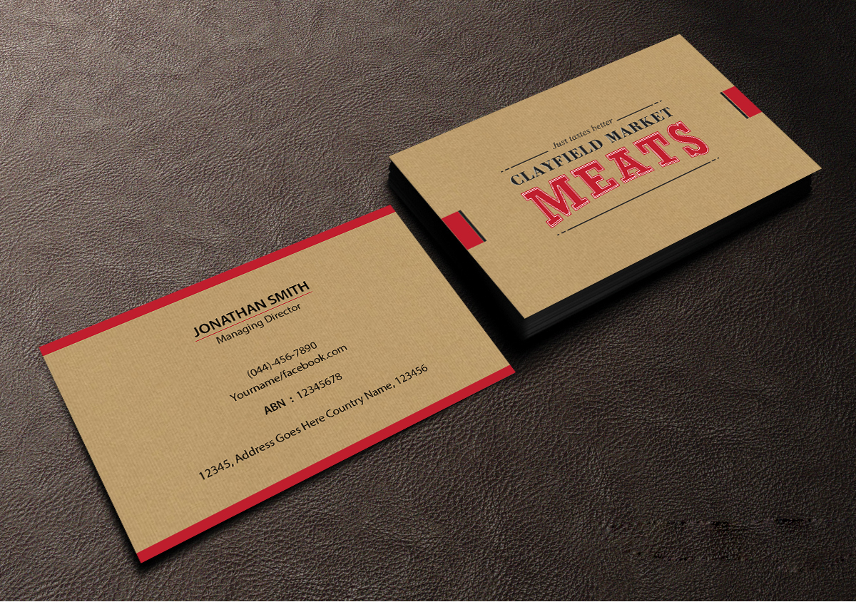 Visitenkarten-Design von Creations Box 2015 für Clayfield Market Meats | Design #9874471