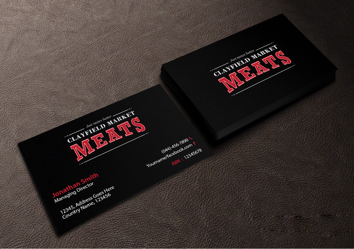 Visitenkarten-Design von Creations Box 2015 für Clayfield Market Meats | Design #9874472