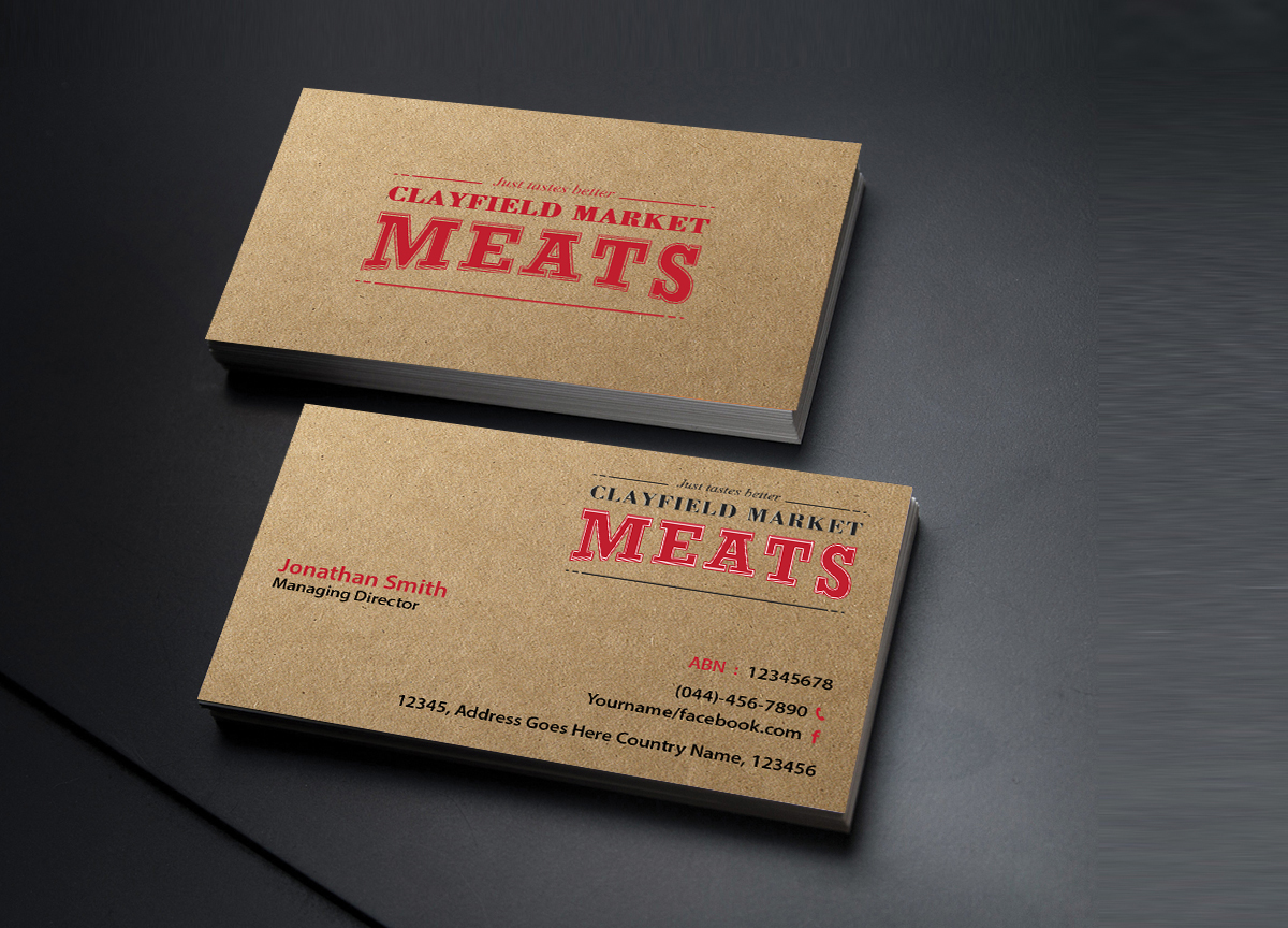 Visitenkarten-Design von Creations Box 2015 für Clayfield Market Meats | Design #9874473