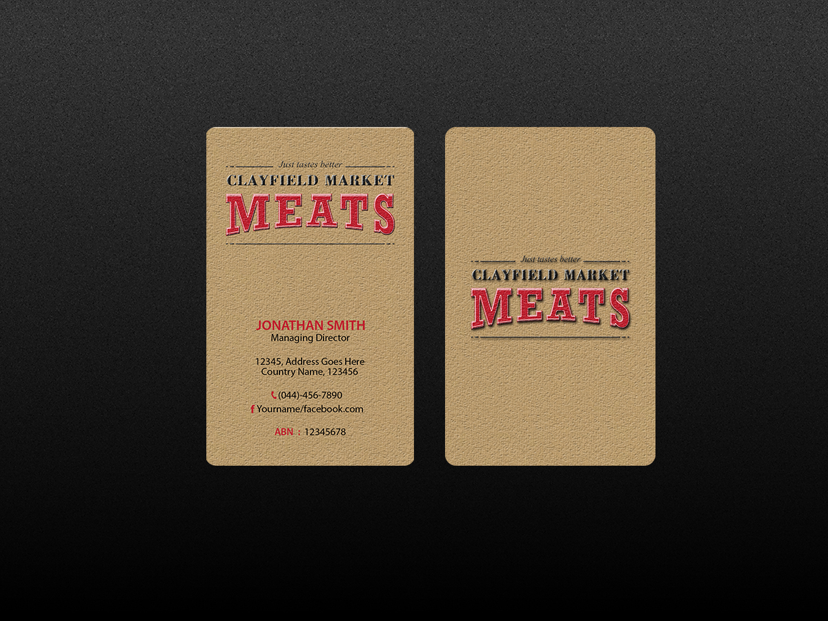Visitenkarten-Design von Creations Box 2015 für Clayfield Market Meats | Design #9874474