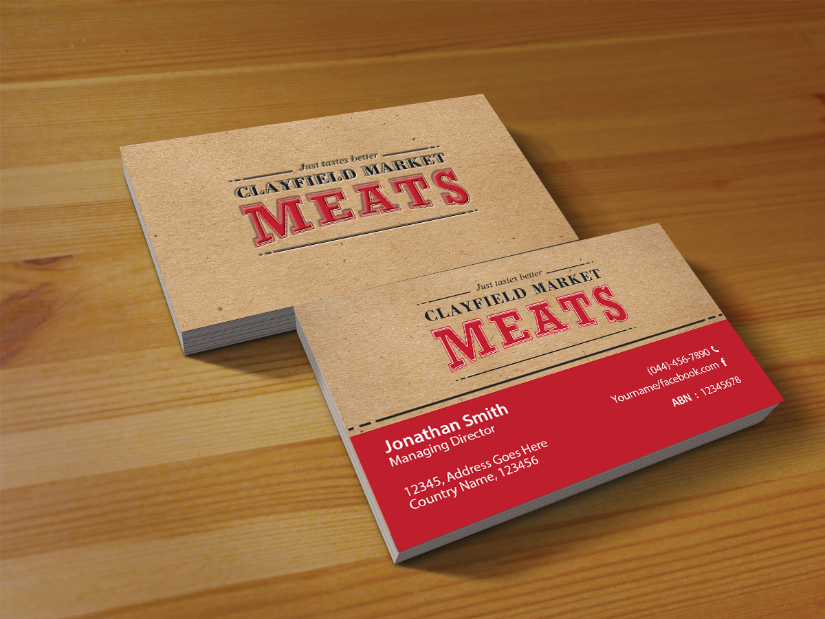 Visitenkarten-Design von Creations Box 2015 für Clayfield Market Meats | Design #9874476