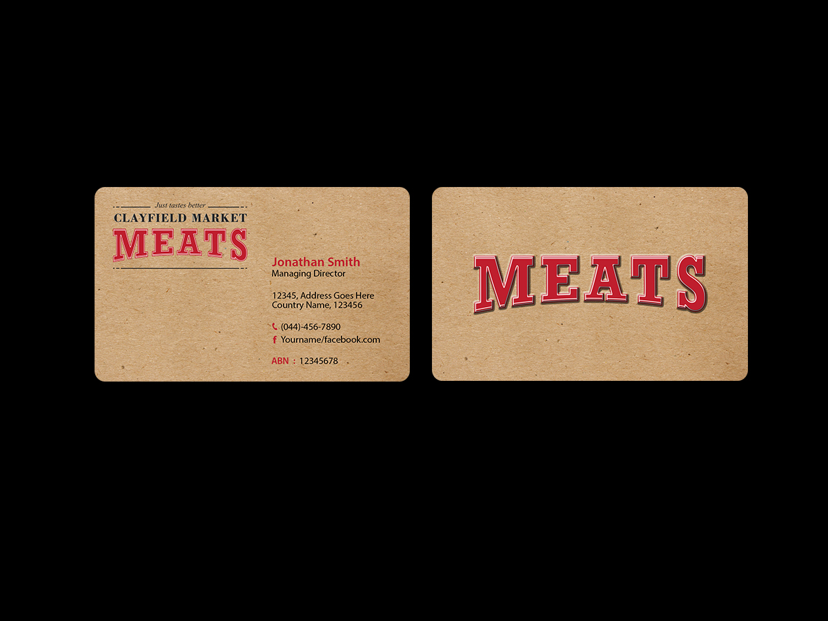 Visitenkarten-Design von Creations Box 2015 für Clayfield Market Meats | Design #9874478