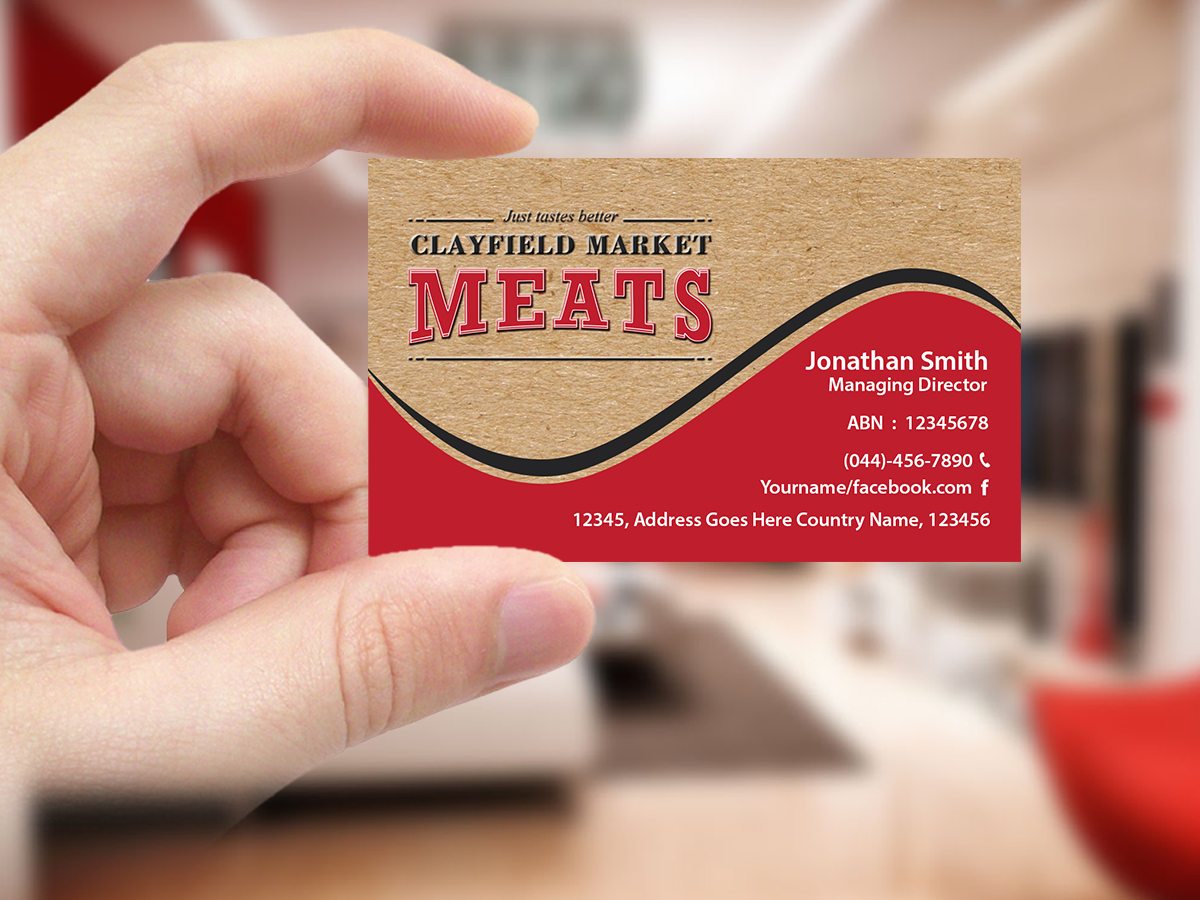 Visitenkarten-Design von Creations Box 2015 für Clayfield Market Meats | Design #9874483