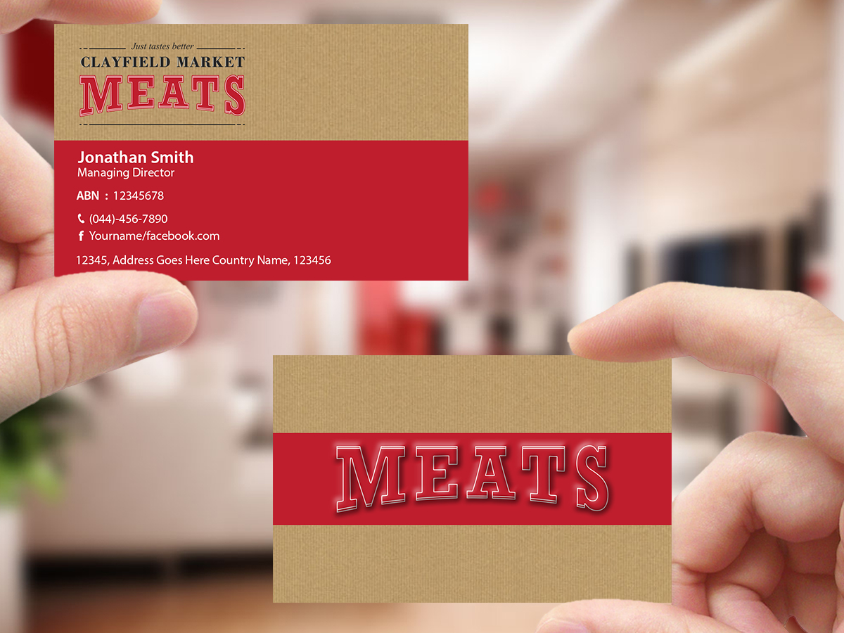 Business Card Design by Creations Box 2015 for Clayfield Market Meats | Design #9874485