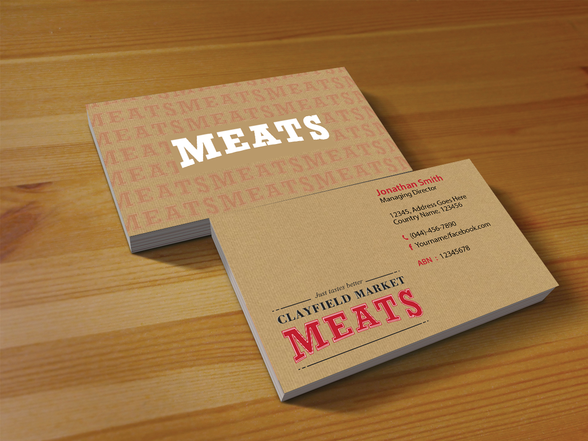 Business Card Design by Creations Box 2015 for Clayfield Market Meats | Design #9874486
