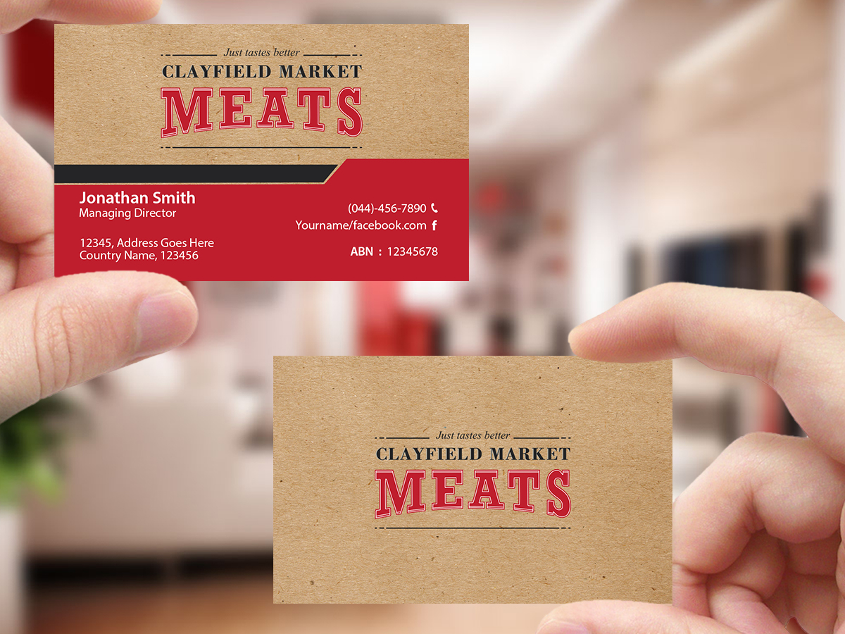 Business Card Design by Creations Box 2015 for Clayfield Market Meats | Design #9874488
