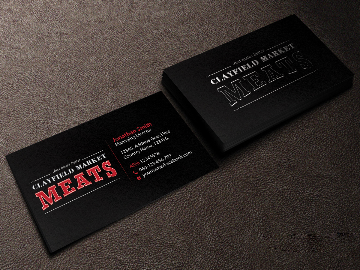 Business Card Design by Creations Box 2015 for Clayfield Market Meats | Design #9874489