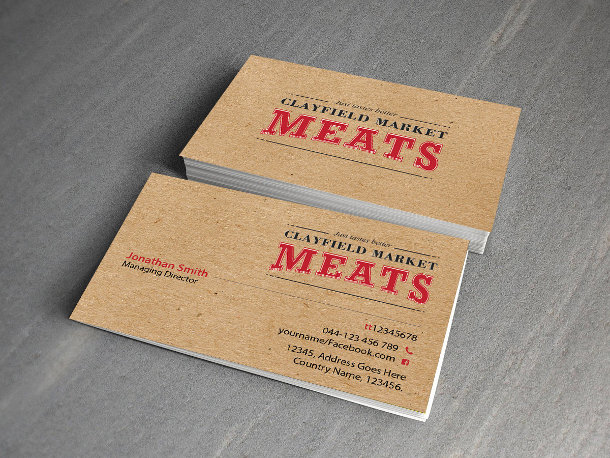 Business Card Design by Creations Box 2015 for Clayfield Market Meats | Design #9874491