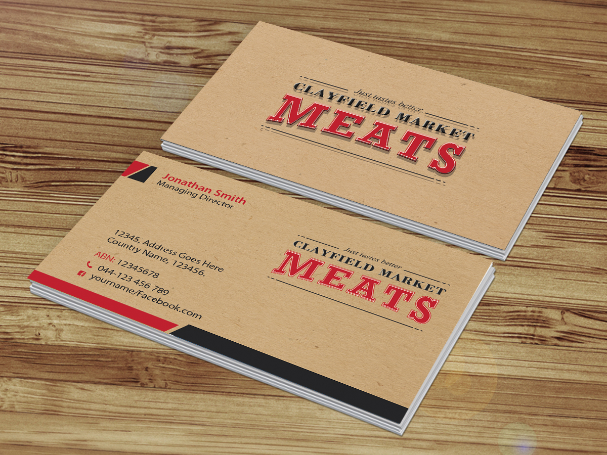 Business Card Design by Creations Box 2015 for Clayfield Market Meats | Design #9874492