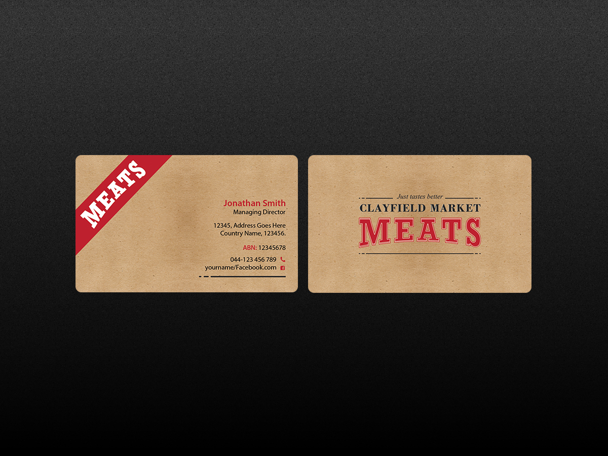 Business Card Design by Creations Box 2015 for Clayfield Market Meats | Design #9874497