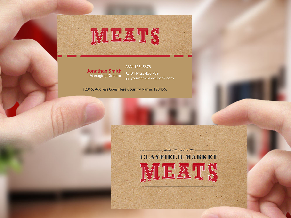 Business Card Design by Creations Box 2015 for Clayfield Market Meats | Design #9874499
