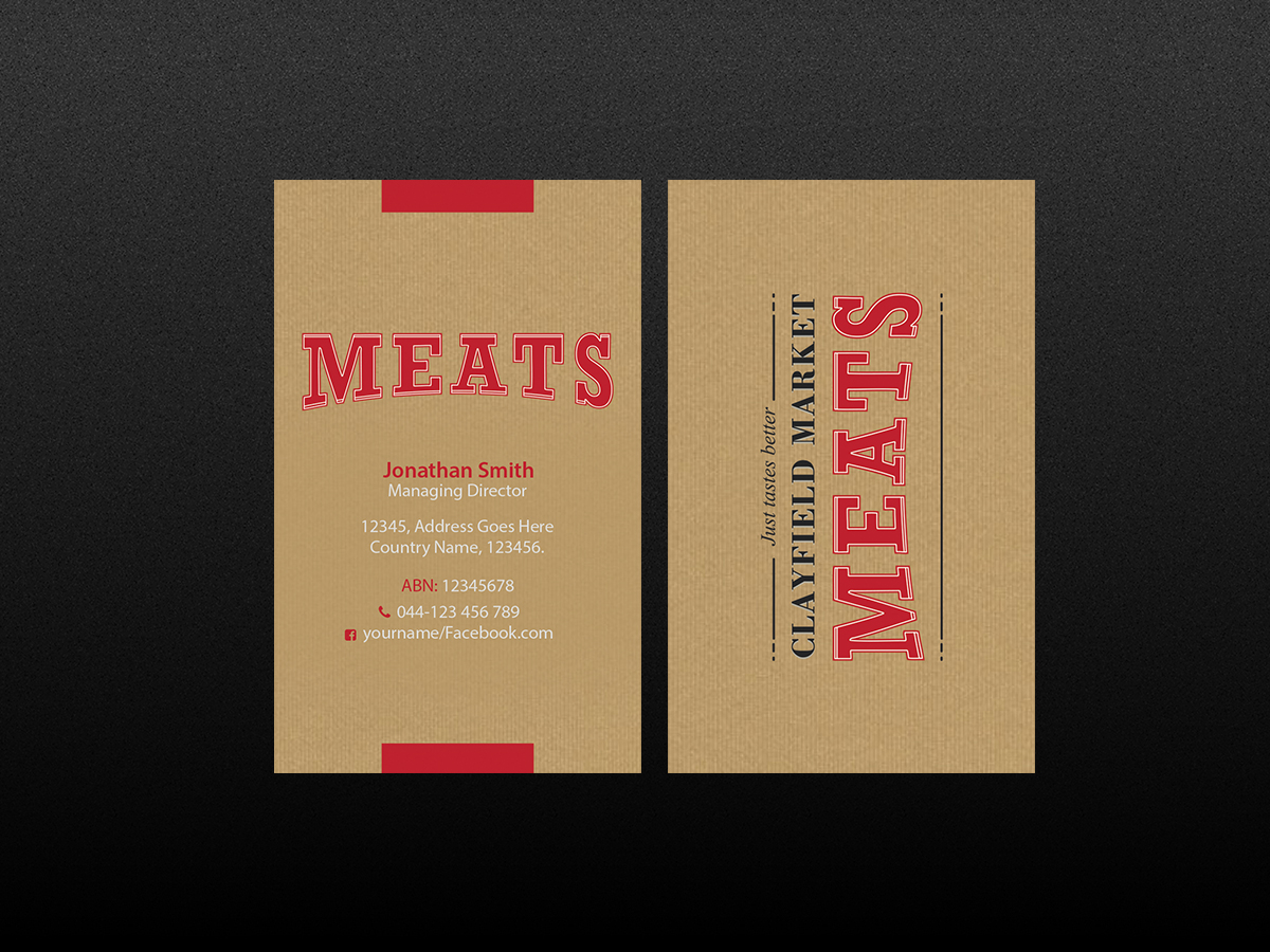 Business Card Design by Creations Box 2015 for Clayfield Market Meats | Design #9874501