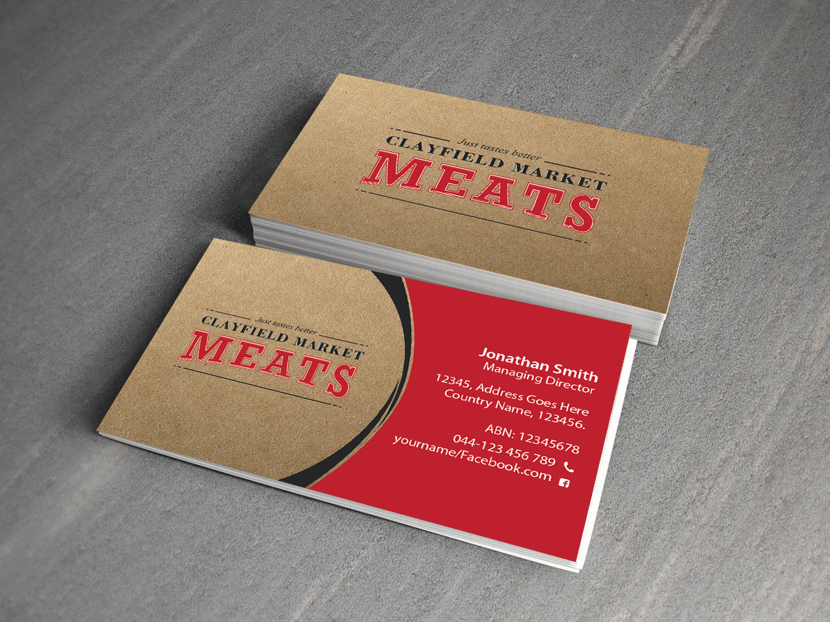 Business Card Design by Creations Box 2015 for Clayfield Market Meats | Design #9874502