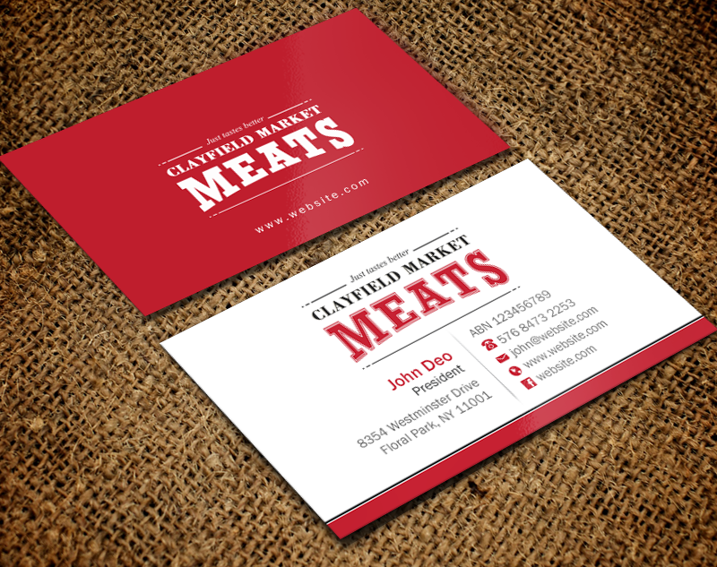 Diseño de Tarjeta de Presentación por Brand aid para Clayfield Market Meats | Diseño #9854105