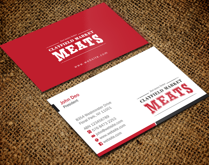 Diseño de Tarjeta de Presentación por Brand aid para Clayfield Market Meats | Diseño #9854107