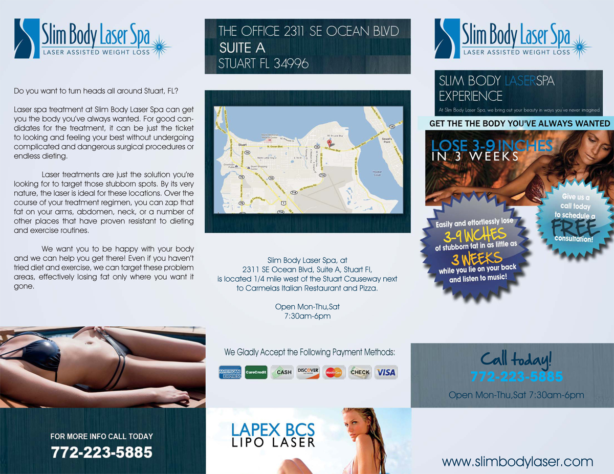 Brochure Design by Heather Crayons for Slim body Laser spa  | Design #440826