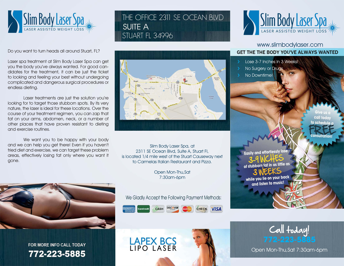 Brochure Design by Heather Crayons for Slim body Laser spa  | Design #441787