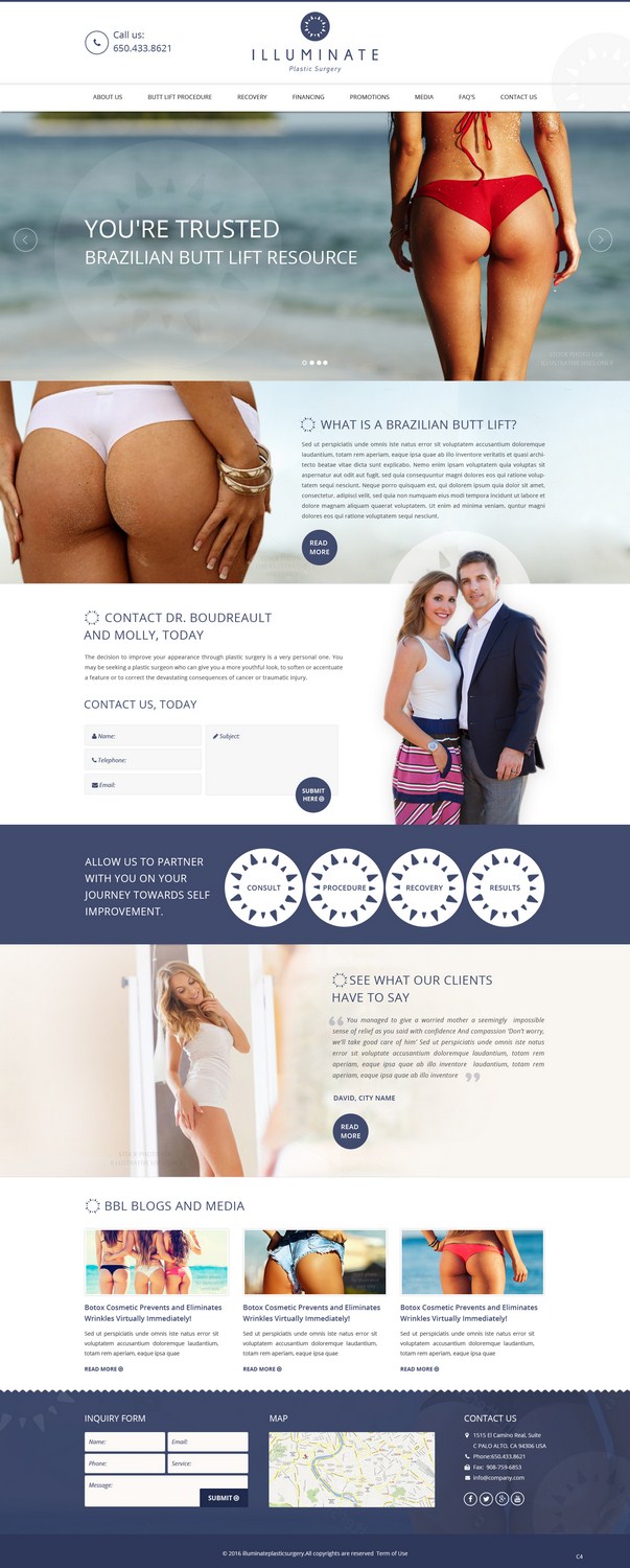 Landing Page-Design von pb für Illuminate Plastic Surgery, Inc. | Design: #10092804