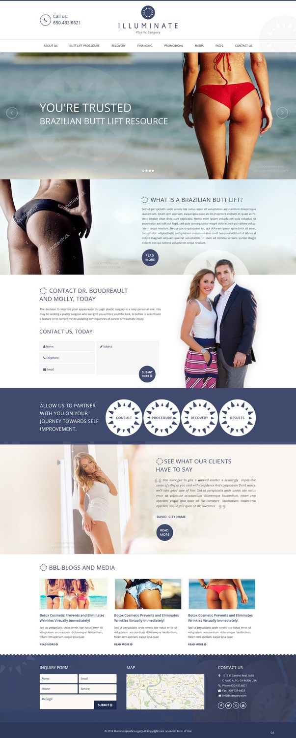 Landing Page-Design von pb für Illuminate Plastic Surgery, Inc. | Design #10092805