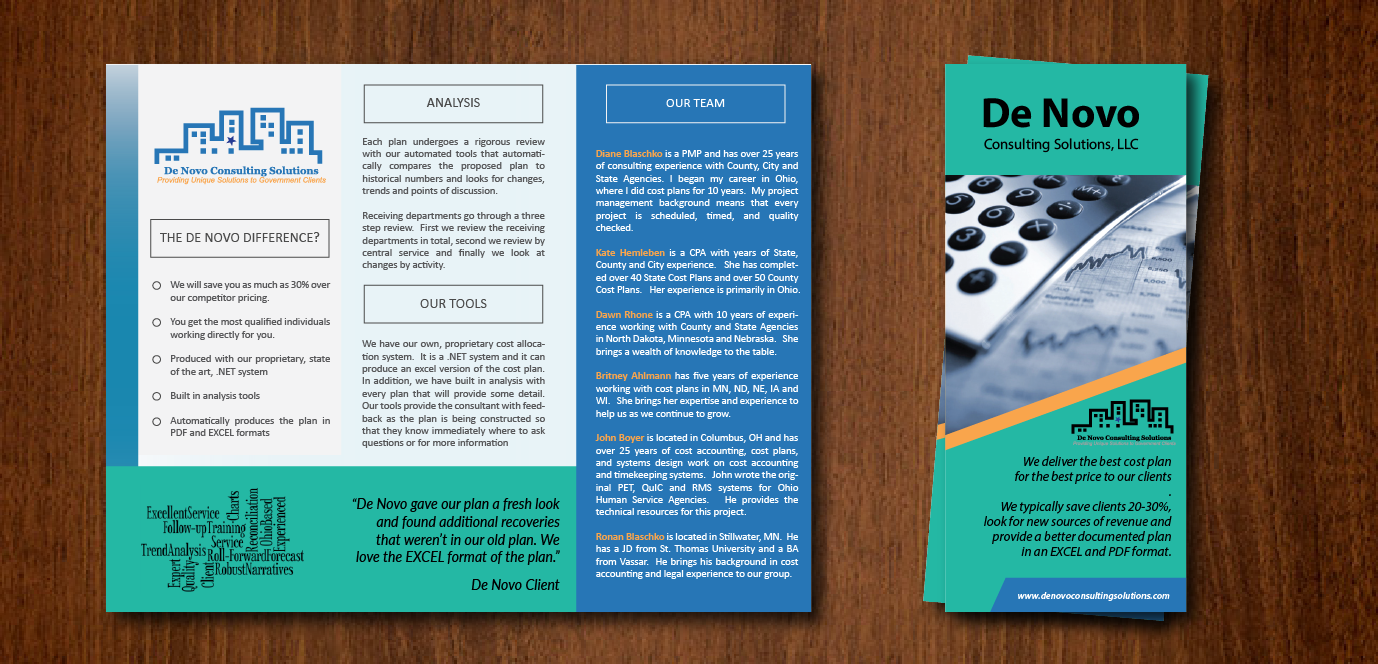 Flyer Design by Alexandar for De Novo Consulting Solutions, LLC (DBA Abacus Cost Services) | Design #9906299