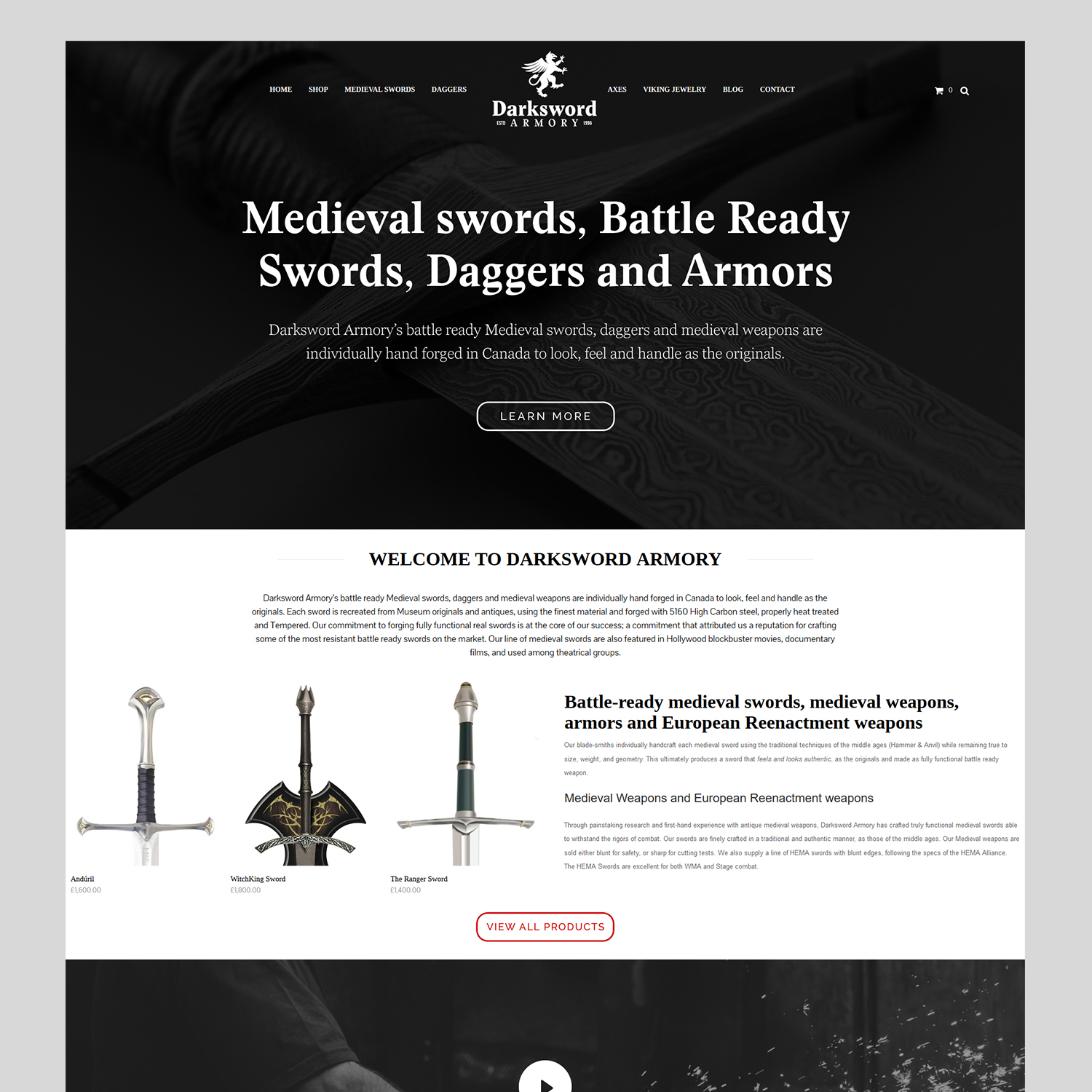 Diseño Web por Studio Nifty para Darksword Armory | Diseño #9928364