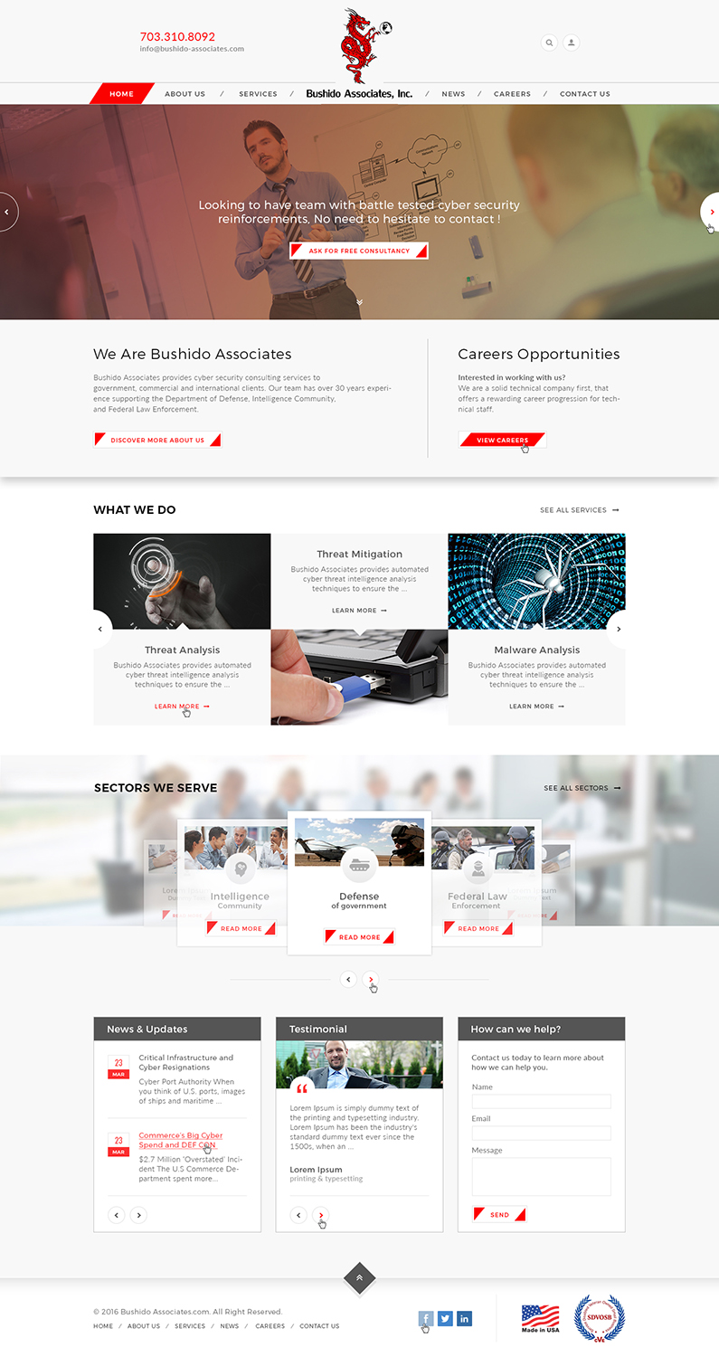 Diseño Web por Ved Web Services para Bushido Associates, Inc. | Diseño #10298378