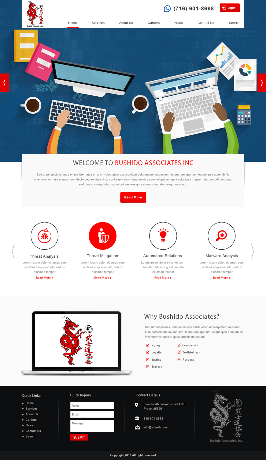 Web Design by Designtraffix for Bushido Associates, Inc. | Design #10139991