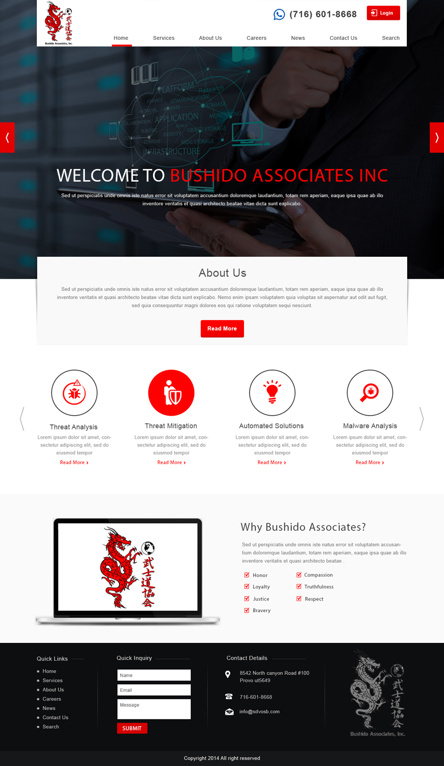 Web Design by Designtraffix for Bushido Associates, Inc. | Design #10140973