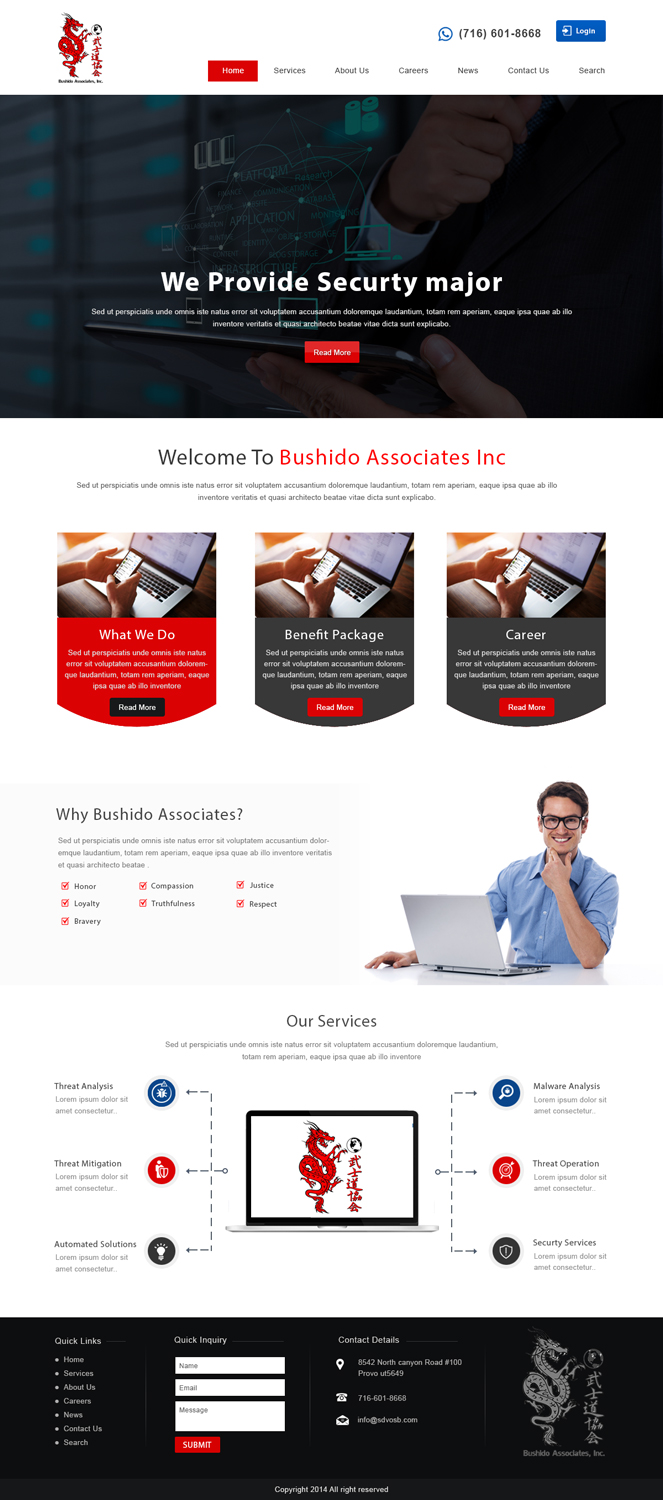 Web Design by Designtraffix for Bushido Associates, Inc. | Design #10147599