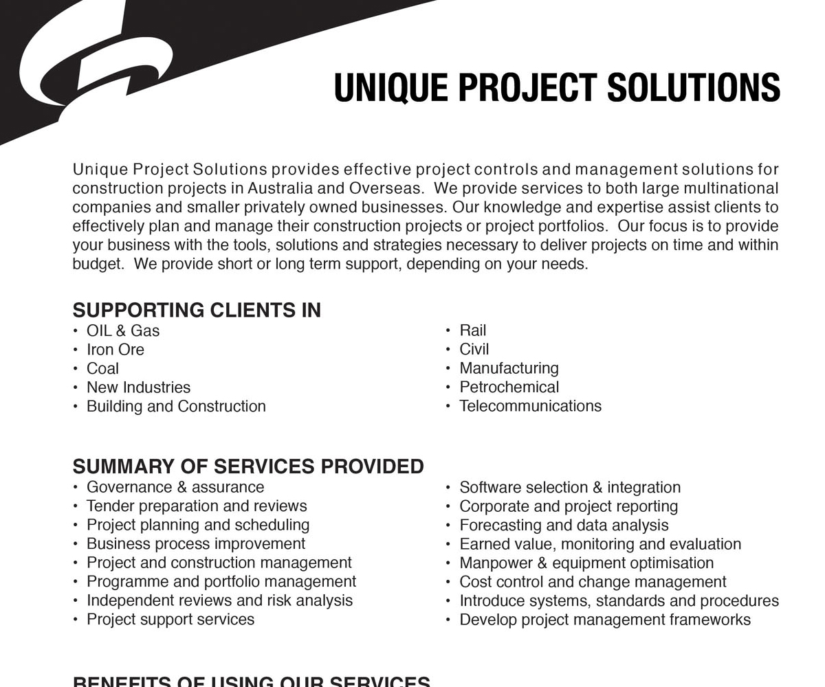 Brochure Design by beskillus for Unique Project Solutions | Design #2174685