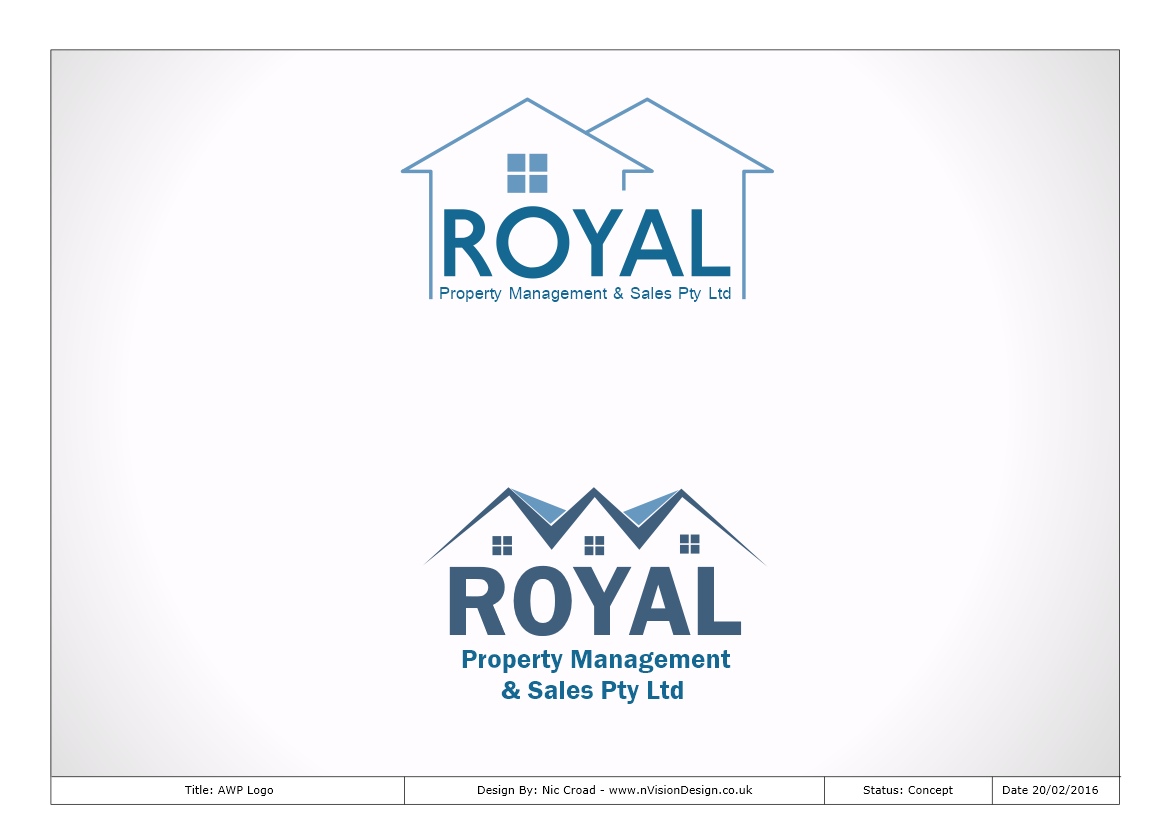 Logo Design by nvisiondesign.co.uk for Royal Property Management & Sales Pty Ltd | Design #9900523