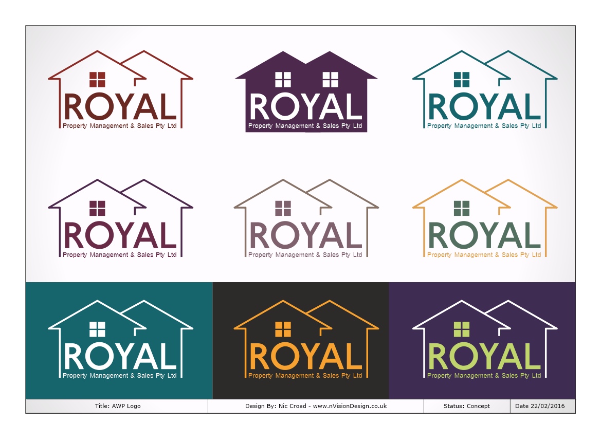 Logo Design by nvisiondesign.co.uk for Royal Property Management & Sales Pty Ltd | Design #9910538