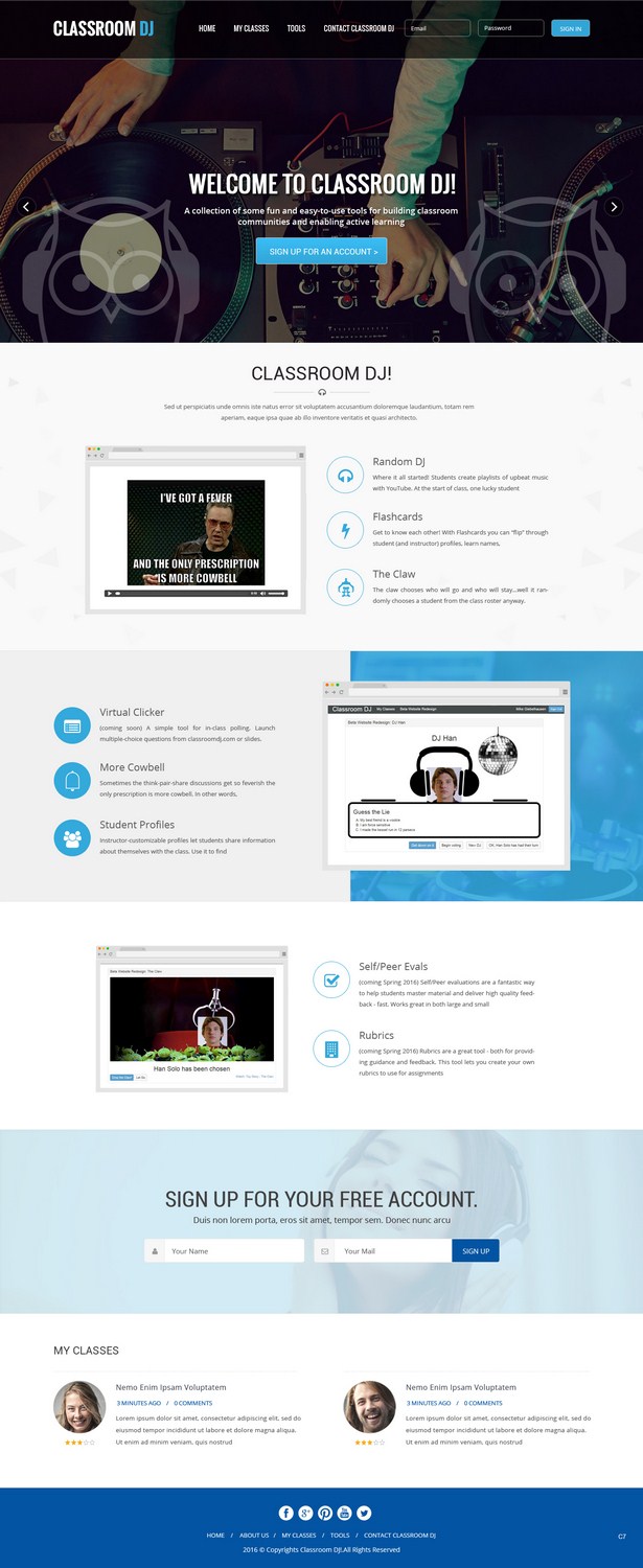 Diseño Web por pb para ClassroomDJ.com | Diseño #10012802