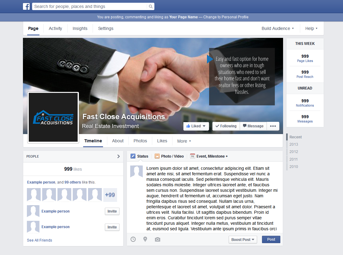 Facebook Design by lionx for Fast Close Acquisitions, LLC | Design #9936383