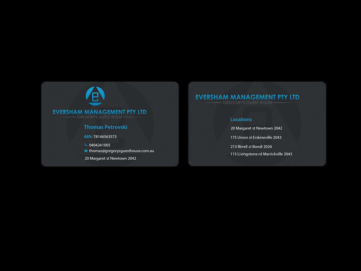 Business Card Design by Creations Box 2015 for EVERSHAM MANAGEMENT PL | Design #9938753