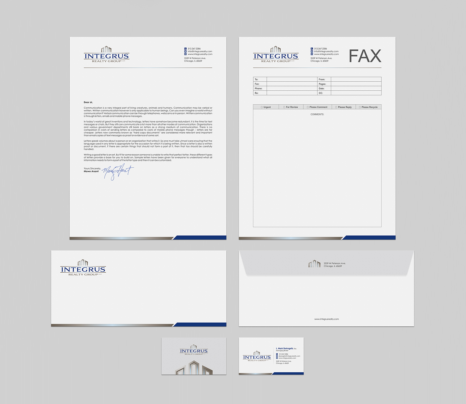 Stationery Design by logodentity for Integrus Realty Group LLC | Design #10972631