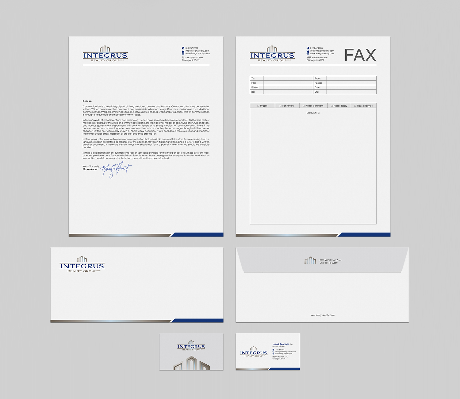 Stationery Design by logodentity for Integrus Realty Group LLC | Design #10972632
