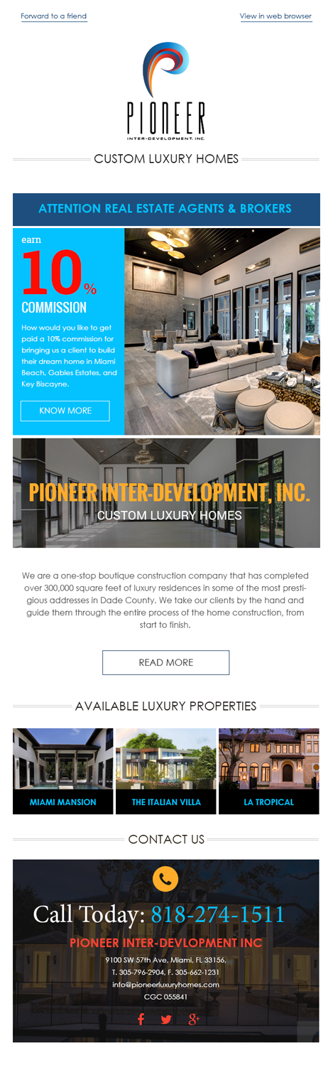 E-Mail Marketing-Design von Expert Designer für Pioneer Inter-Development, Inc.  | Design #10149369