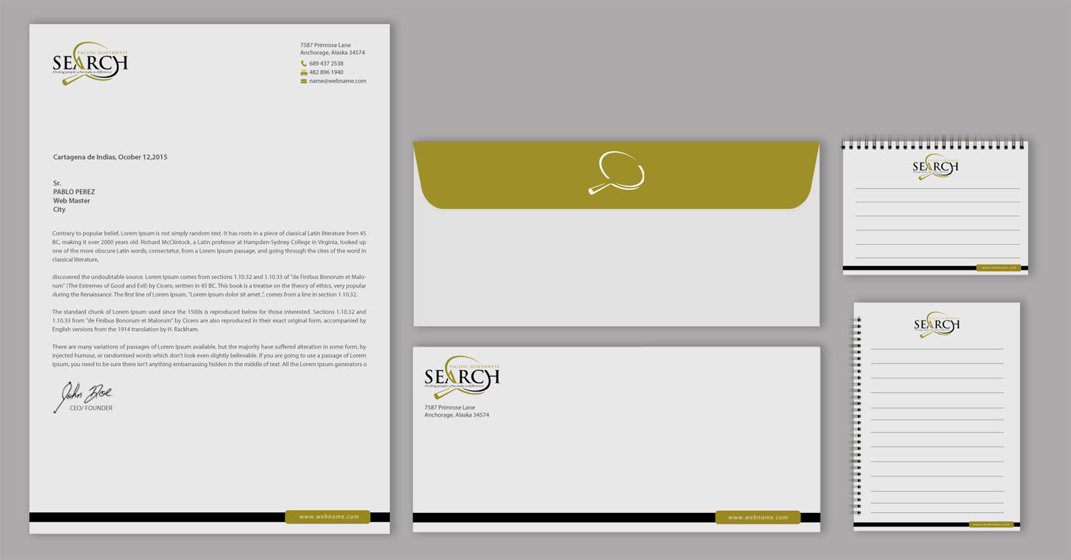Stationery Design by chandrayaan.creative for PNW Search | Design #10793001
