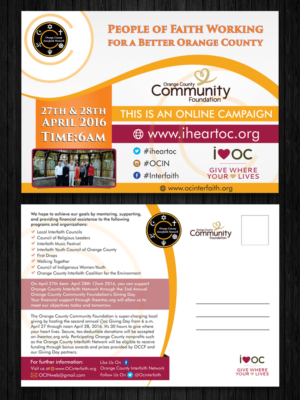 Orange County Interfaith Network, I heart OC Giving Day | Flyer Design by ecorokerz