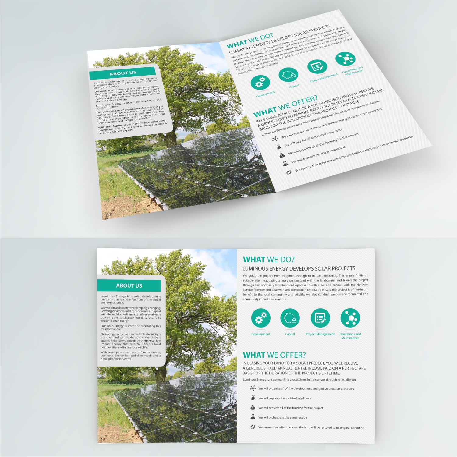Diseño de Brochure por HelliumworkStudio para Luminous Energy Ltd | Diseño #10116697